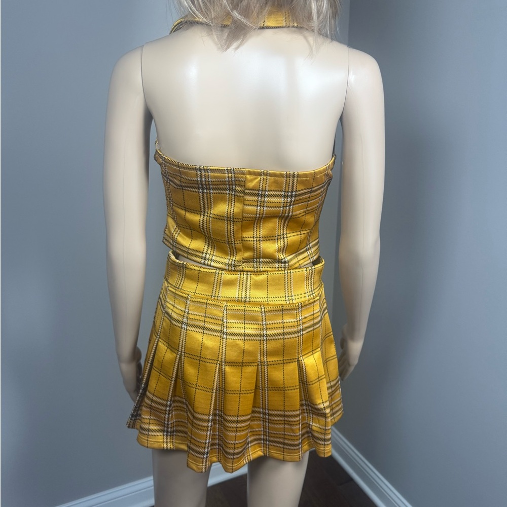 AKIRA Yellow Plaid 2 Piece Set Vest + Pleated Mini Skirt Y2K Clueless Style NWT - Picture 3 of 5